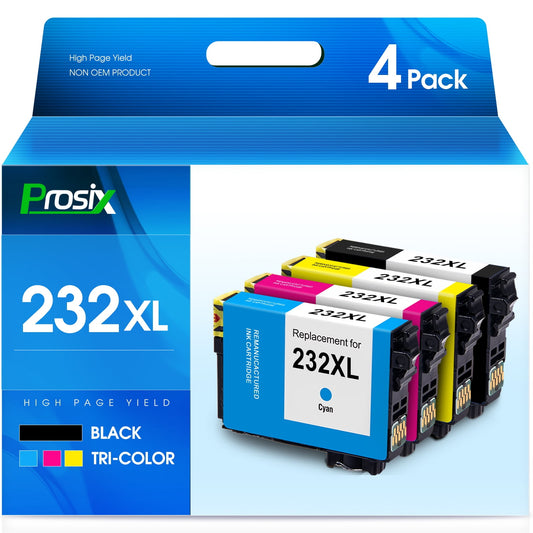 232XL Ink Cartridges for Epson 232XL 232 Ink Cartridges for Epson Workforce WF-2930 WF-2950 Expression XP-4205 XP-4200 Printer (Black,Cyan,Magenta,Yellow4 Pack)