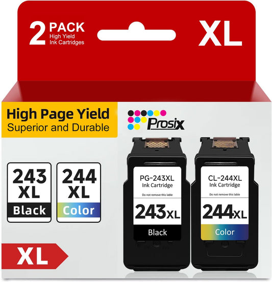 243XL 244XL Ink Cartridges for Canon Ink PG-243 and CL-244 for Canon Pixma TR4520 TR4522 MX492 MX490 TS302 TS202 TS3320 TS3322 MG2520 MG2522 MG2525 Printers (Black, Tri-Color, 2-Pack)