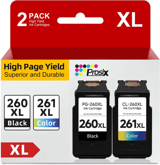 260XL 261XL Ink Cartridge for Canon Ink 260 261 | PG-260XL CL261XL for Canon Pixma TS5320 TS6420 TS6420A TR7020 TR7022 TR7022A (Black, Tri-Color, 2-Pack)