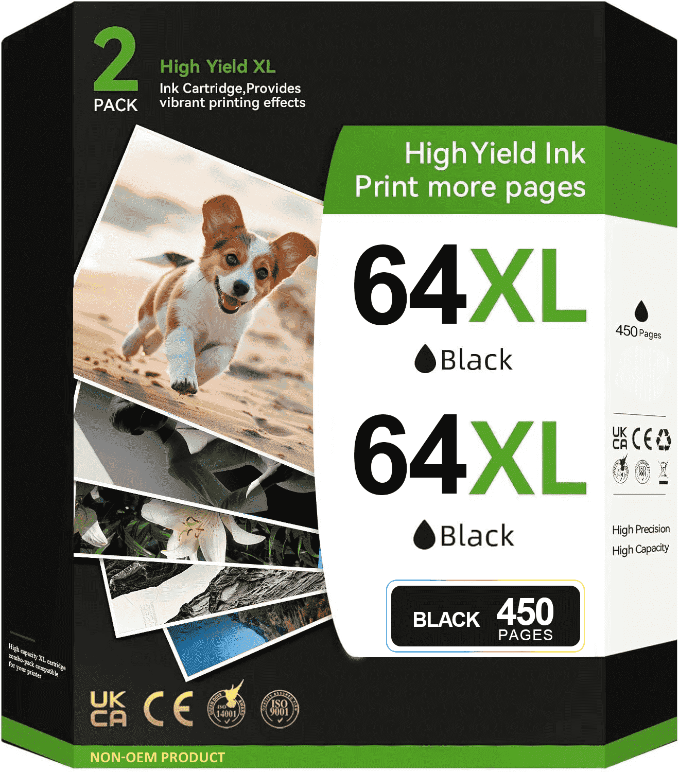 64xl Ink Cartridge Compatible for HP 64 64xl Black High-Yield Ink Cartridges Work with Envy Photo 7858 7855 7155 Envy Inspire 7255e 7955e Tango Series, 2-Black