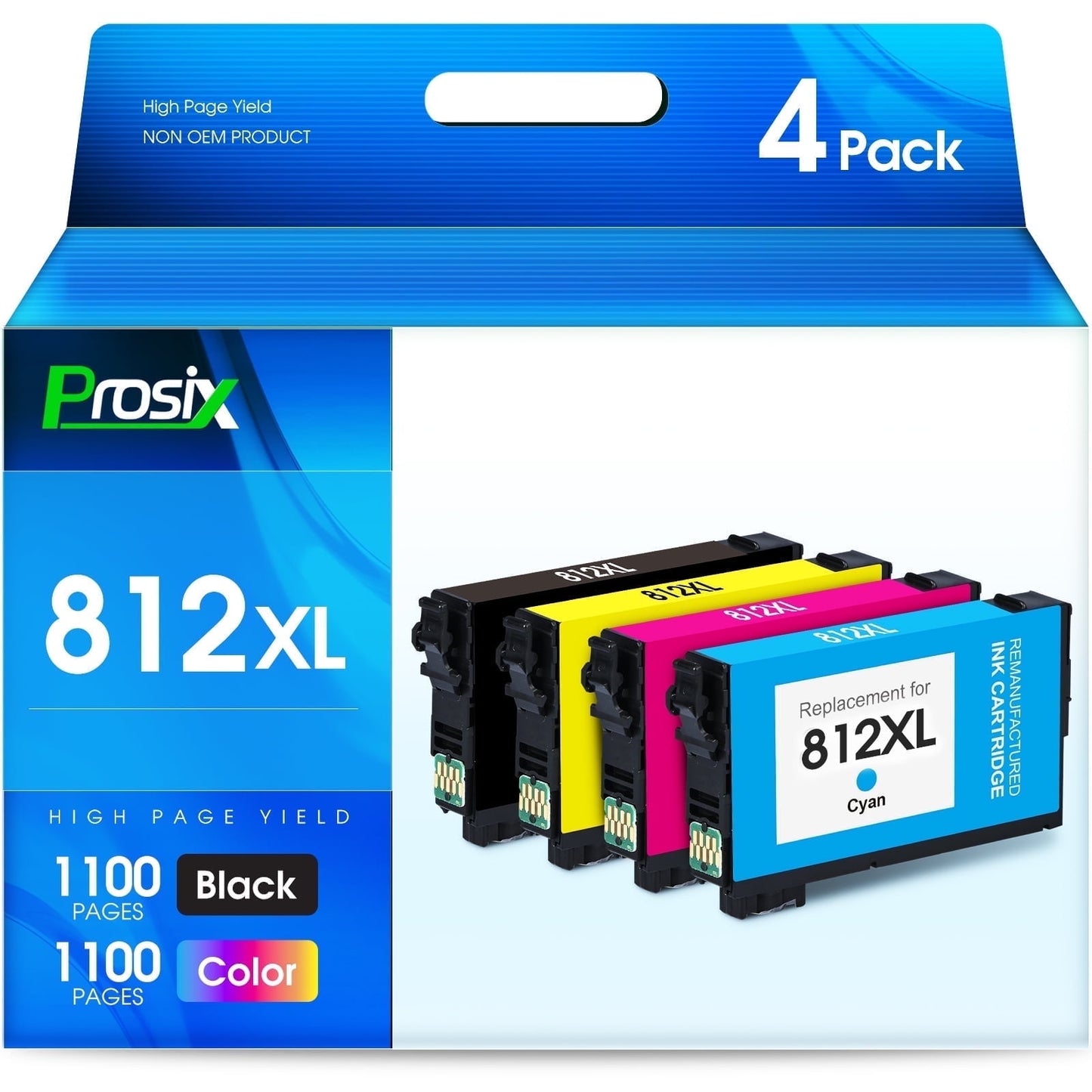 812XL Ink Cartridges Compatible for Epson 812 XL T812XL High Capacity to Use with Epson Workforce Pro WF-7820 WF-7840 WF-7310 EC-C7000 Printer (BCMY, 4 Pack)