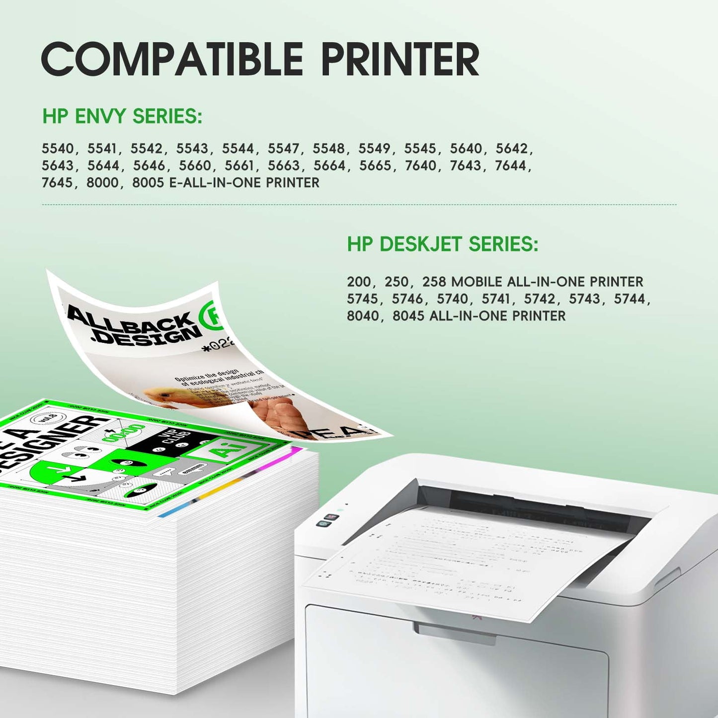 62XL Black Ink Cartridges Compatible for HP 62 Black Ink Cartridges for Envy 7640 7645 5660 5643 OfficeJet 5740 8040 Printer (2 Pack Combo)