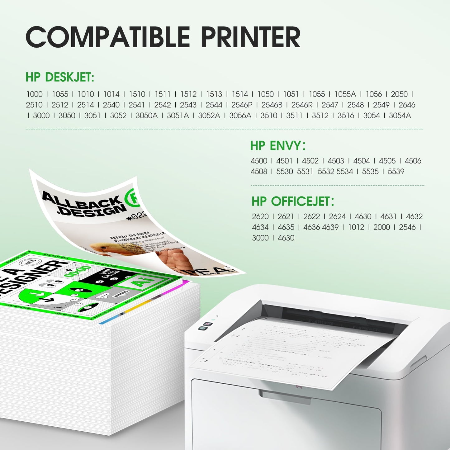 61XL Ink Cartridges for HP 61 Ink Cartridge for HP Envy 4500 5530 Deskjet 1000 1510 1055 3050 Officejet 2620 4630 4635 Printer (1 Black, 1 Tri-color, 2-Pack)